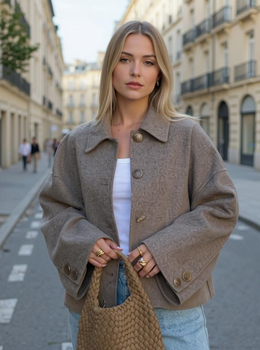 Casual Polo Collar Short Coat